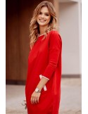 Rochie incrucisata la spate rosu/argintiu 1656 - Magazin online - Boutique